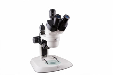 Microscope isolated on white background , This is a genuine piec