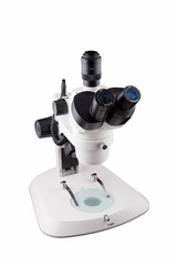 Microscope isolated on white background , This is a genuine piec