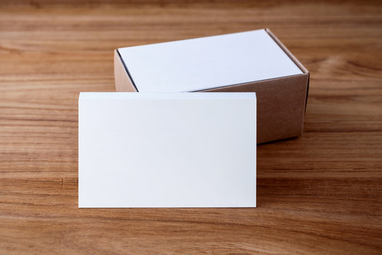 Business Card Mockup With Kraft Box