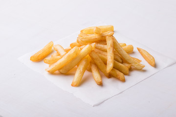 fries on white table