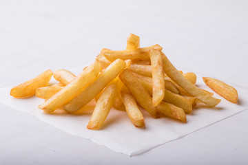 fries on white table