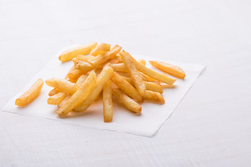 fries on white table