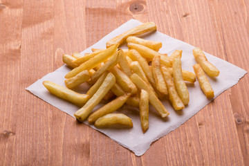 fries on wooden table