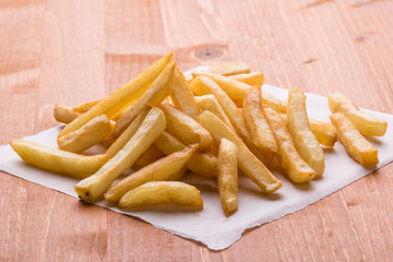 fries on wooden table