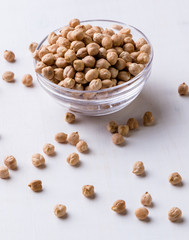 chickpeas on white table