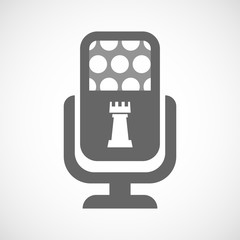 Isolated mic icon with a  rook   chess figure