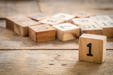 Wooden blocks with numbers 1