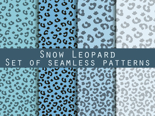 Leopard skin seamless pattern. Set snow leopard pattern. Vector.