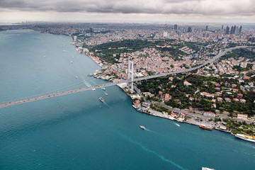 Aerial view of Istanbul. Bosphorus Bridge