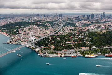 Fototapeta na wymiar Aerial view of Istanbul. Bosphorus Bridge