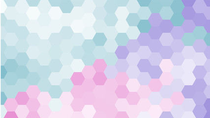 Pastel blue and pink geometric hexagon pattern without contour. Ocean style. Polygonal shape.