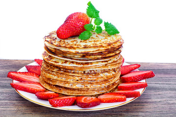 Tasty Pancakes Stack with Strawberry