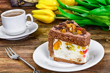 Homemade Cakes: Curd Jelly Cake on Plate