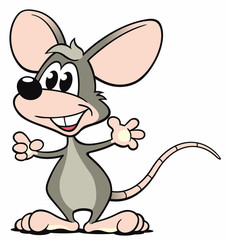 Cartoon Maus grau stehen zeigen