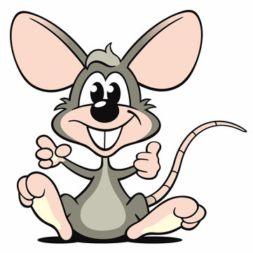 Cartoon Maus grau sitzen zeigen