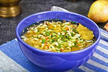 Tasty Chicken Soup with Chinese Noodles