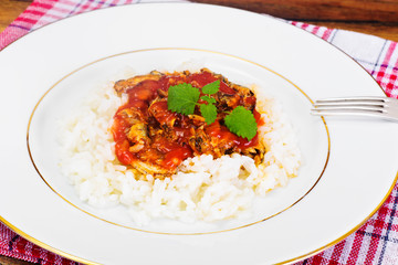 Rice with Canned Fish in Tomato Sauce