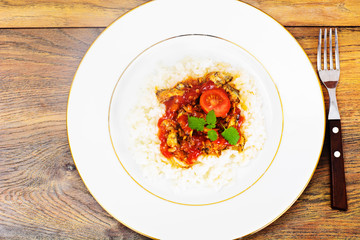 Rice with Canned Fish in Tomato Sauce