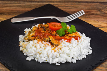 Rice with Canned Fish in Tomato Sauce