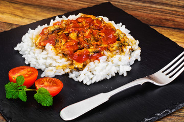 Rice with Canned Fish in Tomato Sauce