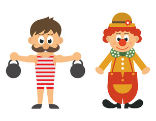 strong man and clown