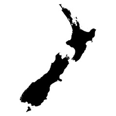New Zealand black map on white background vector - obrazy, fototapety, plakaty