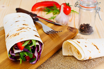 Shawarma Lavash with Chicken and Vegetables
