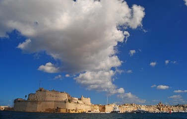 October skies over Fort St Angelo and Vittoriosa.