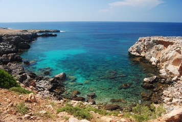 Fototapeta na wymiar Cove along the Karpas peninsula in Cyprus.
