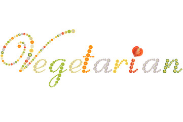 Vegetarian word on white background