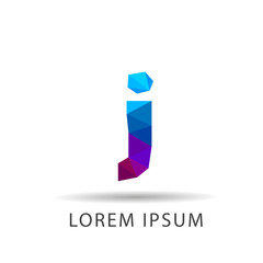 Small letter J lowpoly style logo white background