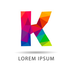 Big letter K low poly style, logo white background