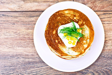 Tasty Pancakes Stack with Sweet Corn
