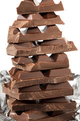 stack of chocolate bars.