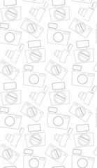 Seamless pattern with the contours of the camera. Vector background for your design