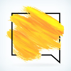 Yellow paint artistic dry brush stroke vector background