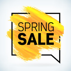 Yellow hand paint artistic dry brush stroke spring sale.