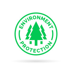 Save and protect the environment symbol with green tree forest icon silhouette. Vector illustration.