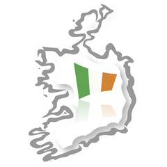 Ireland map, with its flag