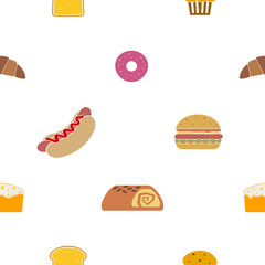 Seamless background with bakery for your design