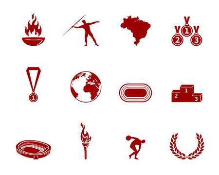 Olympische Spiele - Icons Rot