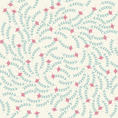 Cute seamless pattern with decorative flowers on ivory backgroun