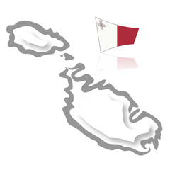 Malta map, with its flag