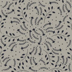 Seamless pattern with floral silhouettes
