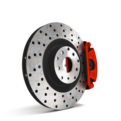 car disc brake isolated on white background 3d illustration