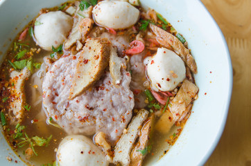 Spicy TOM YAM pork noodle soup