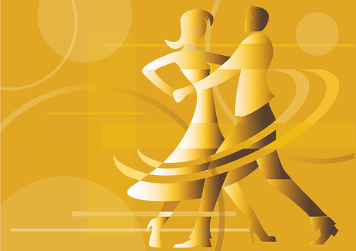 Dancing couple yellow background.
Yellow  background with silhouettes of dancing couple. Vector available
