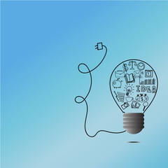 idea lignt bulb blue doodle