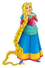 Cartoon beautiful girl smiling - isolated - illustration for children