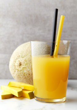 glass of melon and mango juice